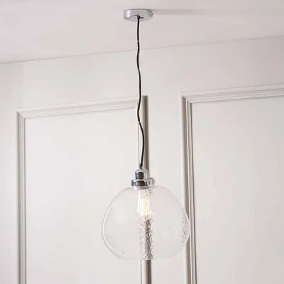 Dunelm Beja Organic Shape Bubble Glass Pendant Clear