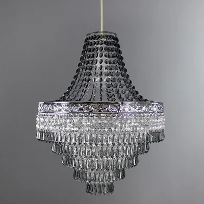 Dunelm Blenheim 47cm Smoked Jewels Chandelier Easy Fit Pendant Charcoal