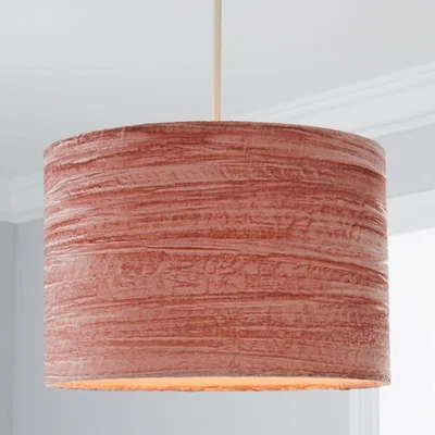 Dunelm Lulu Crushed Velvet 30cm Drum Pink Shade Dusty Pink