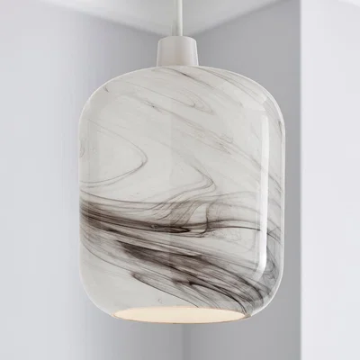 Dunelm Kolla Marble Glass Easy Fit Pendant White, Brown and Grey
