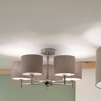 Dunelm Plaza 5 Arm Pendant, Silver Silver