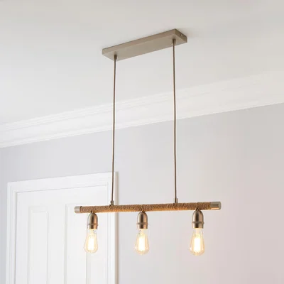 Dunelm Shelley Rope 3 Light Diner Ceiling Fitting Silver