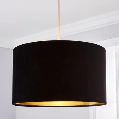Dunelm Clara Velvet Shade 40cm Black Black