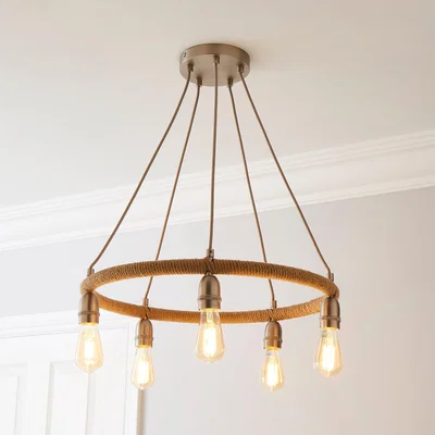 Dunelm Shelley Rope 5 Light Ceiling Fitting Silver