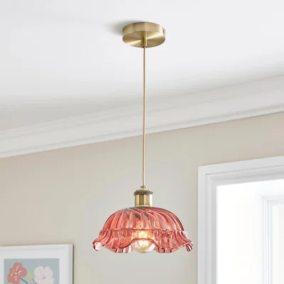 Dunelm Posie Vintage Glass Ceiling Fitting Pink