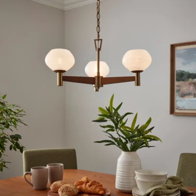 Dunelm Hartford Alabaster 3 Light Semi Flush Ceiling Light