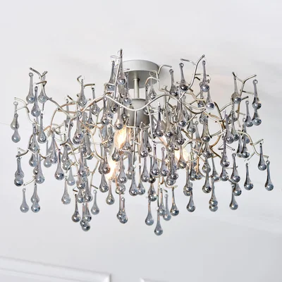 Dunelm Vogue Wisteria 3 Light Semi Flush Ceiling Fitting Silver
