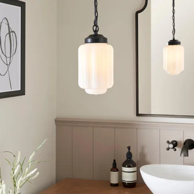 Dunelm Rene Bathroom Adjustable Ceiling Light Black and White