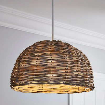 Dunelm Lari Split Weave Grey Easy Fit Pendant Grey wash