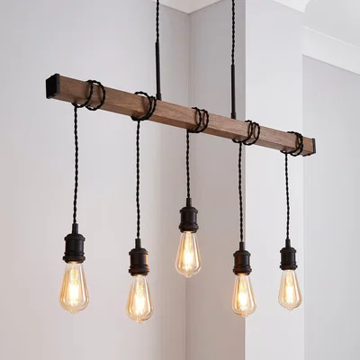 Dunelm Fulton 5 Light Bar Diner Ceiling Fitting Brown