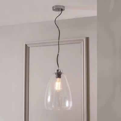 Dunelm Beja Organic Shape Tall Bubble Glass Pendant Clear