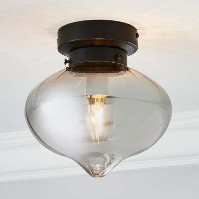 Dunelm Voyager 1 Light Smoked Flush Ceiling Fitting Matt Black