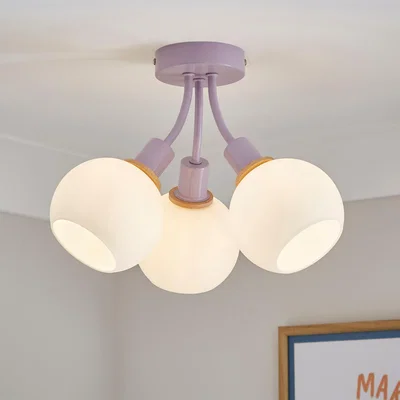 Dunelm Elements Bailey 3 Light Semi Flush Ceiling Light Lilac (Purple)