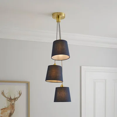 Dunelm Preston 3 Light Cluster Ceiling Light Fitting Navy Blue