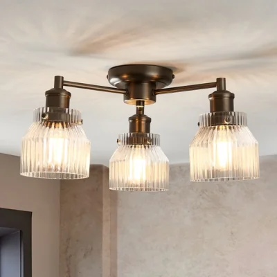 Dunelm Tobias Art Deco 3 Light Semi Flush Ceiling Light