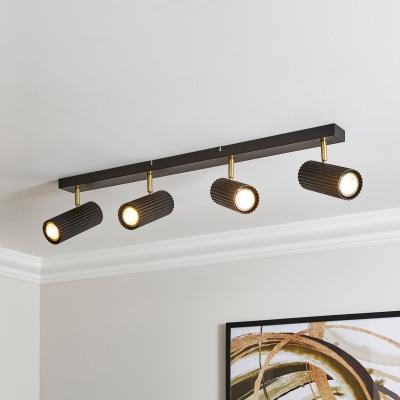 Dunelm Georgi Industrial Ribbed 4 Light Adjustable Semi Flush Spotlight Bar Black