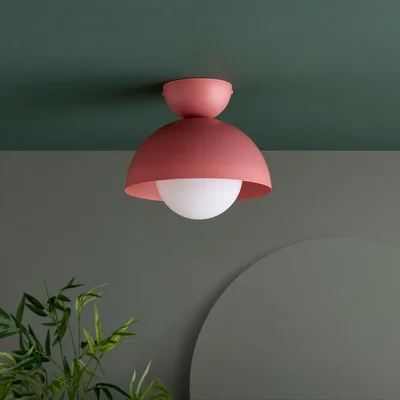 Dunelm Elements Lunebar Dimmable Flush Ceiling Light Pink