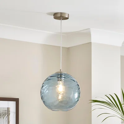 Dunelm Aqua 1 Light Pendant Ceiling Fitting Aqua (Blue)