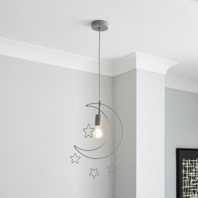 Dunelm Moon Stars 1 Light Pendant Ceiling Fitting Grey