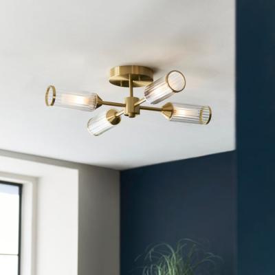 Dunelm Return - Vogue Bailey Ribbed 4 Light Semi Flush Ceiling Light