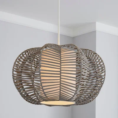 Dunelm Weave Wicker Natural Easy Fit Pendant Grey