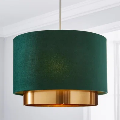 Dunelm Nesa Two Tier  Brushed Gold Velvet Shade Green