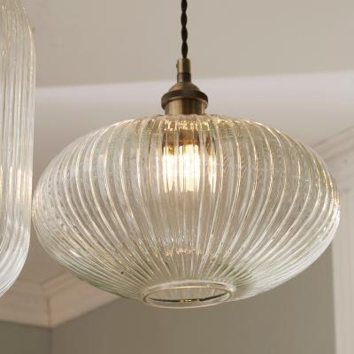 Dunelm Return - Abigail Oval Ribbed Glass Pendant Light