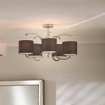 Dunelm Arcadia 5 Curved Arm Semi Flush Pendant, Silver Silver