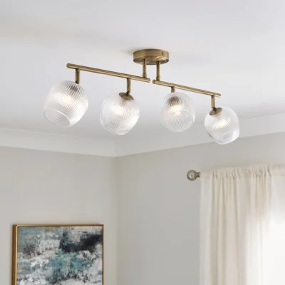 Dunelm Cassia Ribbed 4 Light Adjustable Semi Flush Spotlight