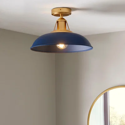 Dunelm Oraya Bathroom 1 Light Flush Ceiling Fitting Navy