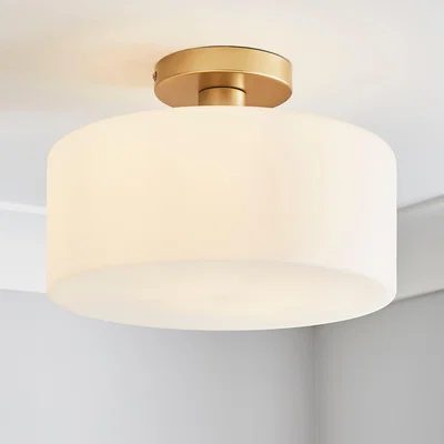 Dunelm Amelie Opal Glass Flush Ceiling Light Gold
