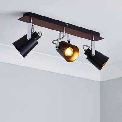 Dunelm Johan 3 Light Black Semi Flush Spotlight Bar