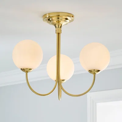 Dunelm Gigi Semi Flush White Ceiling Fitting Gold