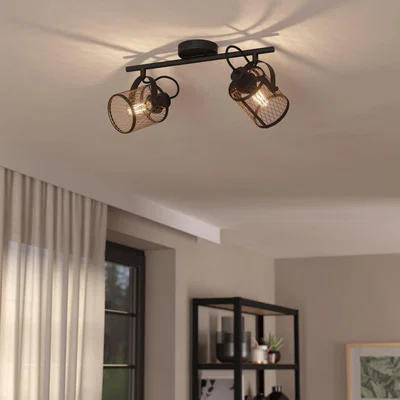 Dunelm EGLO Dellow Industrial 2 Light Adjustable Ceiling Wall Spotlight