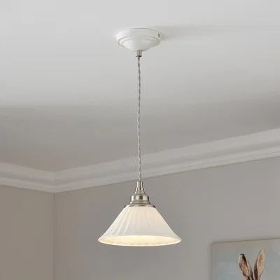Dunelm Lilbourne Ribbed Ceramic Pendant Light White