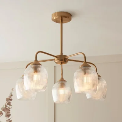 Dunelm Vogue Leroy 5 Light Ribbed Pendant Light