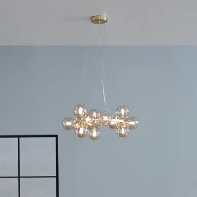 Dunelm Vecchio Glass Ball and Metal Pendant Light Red