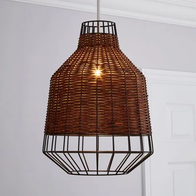 Dunelm Ohio Dark Rattan Easy Fit Pendant Brown
