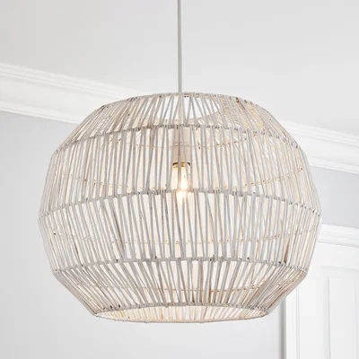 Dunelm Wicker Woven Easy Fit Pendant White White