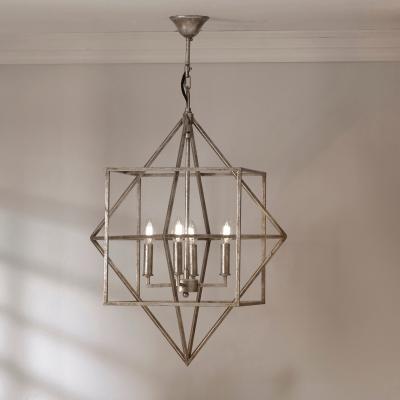 Dunelm Sirius Antique Silver Metal 4 Light Cube Pendant Light Antique Silver