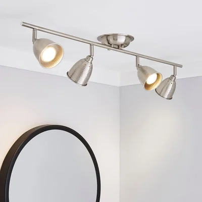 Dunelm Filbert 4 Light Hammered Chrome Spotlight Satin Nickel