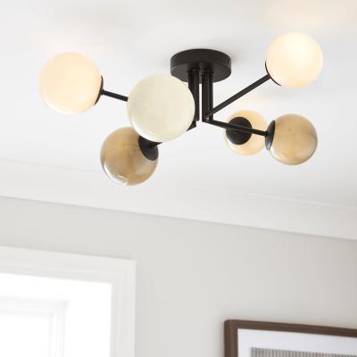 Dunelm Eli Milky 6 Light Semi Flush Ceiling Light Black