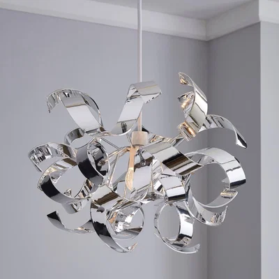 Dunelm Iris Ribbon Chrome Easy Fit Pendant Chrome