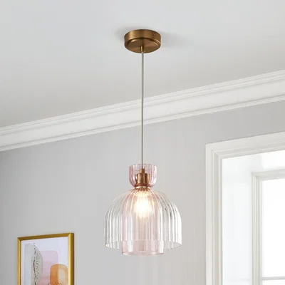 Dunelm Ora 1 Light Ceiling Fitting Pink