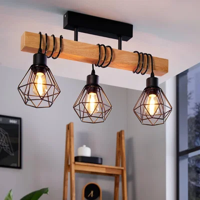 Dunelm EGLO Townshend 5 3-Light Industrial Ceiling Light Brown