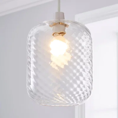 Dunelm Elodie Ribbed Glass Easy Fit Pendant Clear Lustre Clear