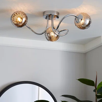 Dunelm Arta 3 Light Semi-Flush Chrome Ceiling Fitting Chrome