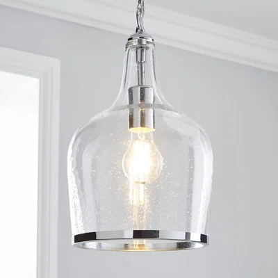 Dunelm Lenny Glass Pendant Ceiling Fitting Silver