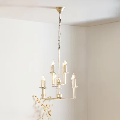 Dunelm Giry Antique Silver Leaf Metal 10 Light Chandelier Antique Silver