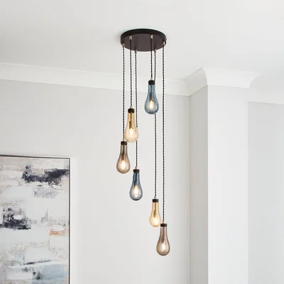 Dunelm Verne Glass 6 Light Cluster Ceiling Fitting Black